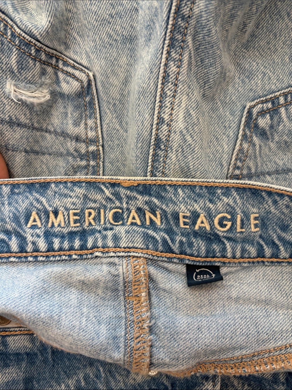 American Eagle Super High-Rise Baggy Wide Leg Distressed Jeans Light Wash Size 0 - Picture 6 of 8